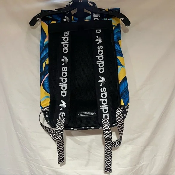 Adidas Blue and Yellow Tropical Print Backpack - Picture 2 of 11